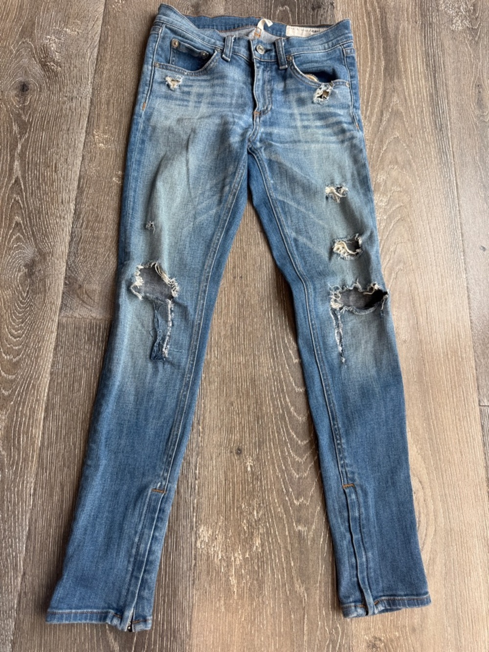 rag & bone Distressed Blue zipper Capri Skinny Jeans AZ0508